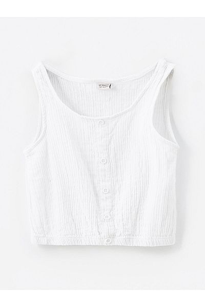 LC Waikiki Crop-Bluse für Mädchen – Rundhalsausschnitt
