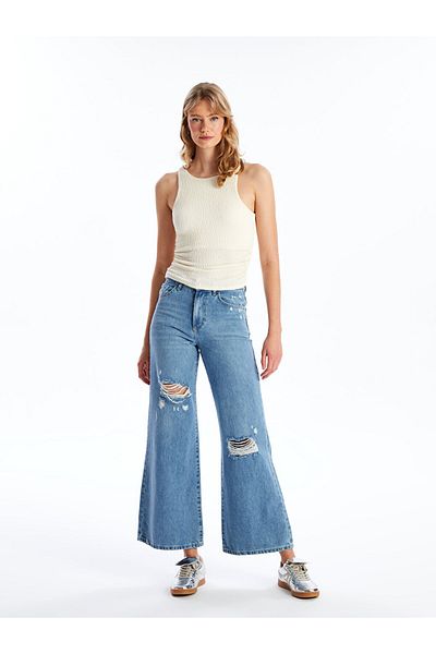 LC Waikiki Pantaloni de damă cu detalii rupte Wideleg