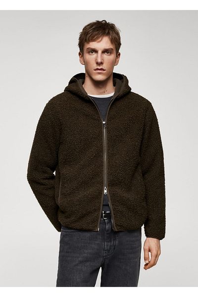 MANGO Man Φούτερ Boucle με φερμουάρ