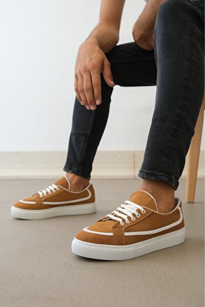 BOA Tan Colored Comfortable and Stylish Lace-up Leather Sneakers - BA0351 BOA