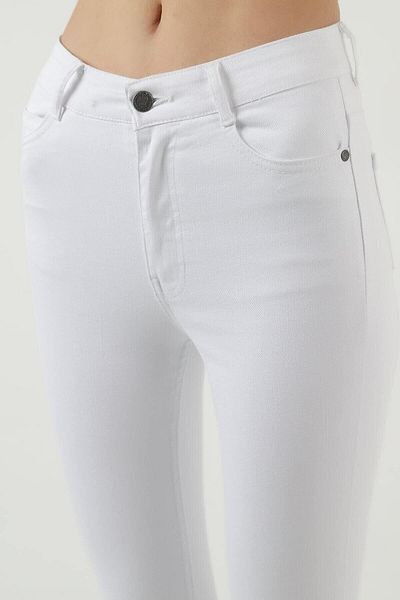 comstar Pantaloni de blugi albi elastici cu talie înaltă pentru femei