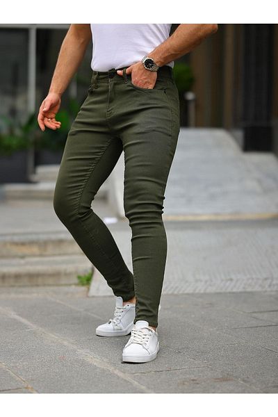 comstar Ανδρικό τζιν Slim Fit Lycra Denim Khaki Jeans Παντελόνι