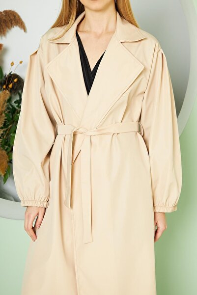 comstar Kadın Belden Bağlamalı Balon Kol Trenç