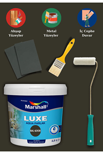Marshall Luxe Aqua Parlak Su Bazlı Akrilik Dönüşüm Boyası 2,5 Lt Ahşap Ve Met...