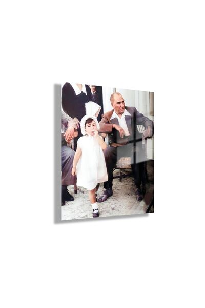 GAAGART Temperli Cam Tablo Renkli Atatürk ve Manevi Kızı Ülkü