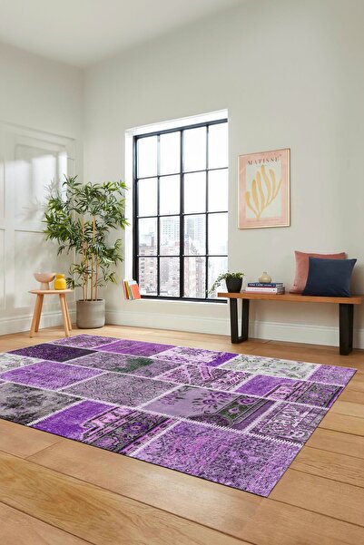 EY HOME Dijital Baskılı Kaymaz Taban Yıkanabilir Patchwork Yolluk Mutfak Salo...