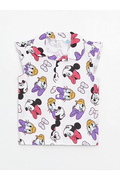 LC Waikiki LCW Baby - Daisy Duck Printed Polo Collar Sleeveless Baby Girl Pajama Set