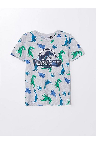 LC Waikiki LCW Kids - Boy's Pajamas Set with Shorts, Jurassic World Print, Crew Neck