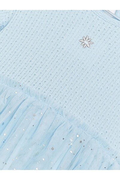 LC Waikiki Dívčí šaty s krátkým rukávem a výstřihem