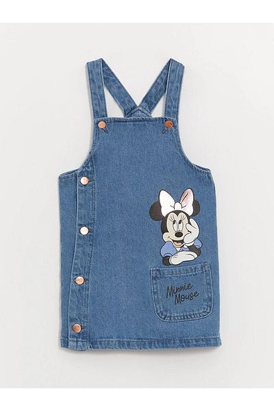 LC Waikiki LCW baby Square Collar Minnie Mouse Printed Baby Girl Jean Dress