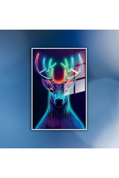 GAAGART Masă din sticlă temperată cu cadru metalic Culoare neon Cerb