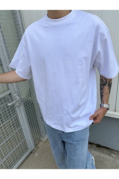 1blood تي شيرت أبيض كبير الحجم - قماش عالي الجودة