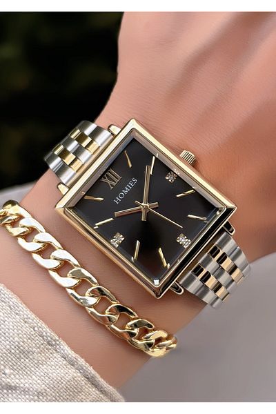 Homies New Season HOMİES ORIGINAL Square Large Case Women's Watch Bracelet Gift