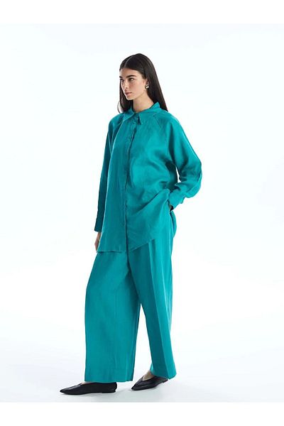 LC Waikiki LCW Modest Women's Palazzo Trousers - Elastic Waist, Plain Linen