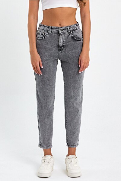 geenz manifacture Ngbutika Snow Gray Mom Jeans Lycra Denim Trousers