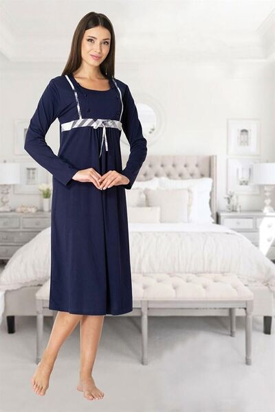 ByLohusa Νυχτικό εγκύου και μετά τον τοκετό της Effortt Navy Blue