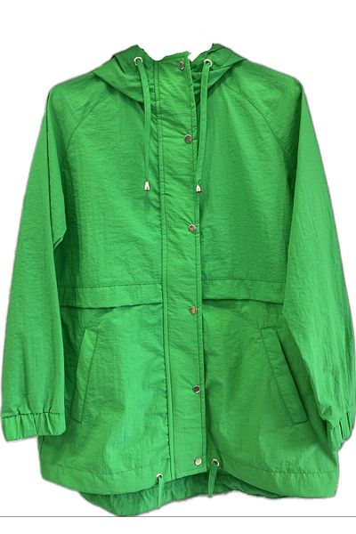 PIQUE Palton verde pentru femei - Manta de ploaie cu gluga si fara captuseala Gilmore
