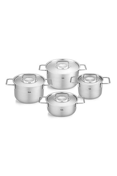 Fissler Pure Collection 8 Pieces - Steel Pot Set with Metal Lid