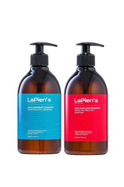 Lapien's شامبو مضاد للتساقط 500 مل ومضاد للقشرة، مجموعة مكونة من قطعتين