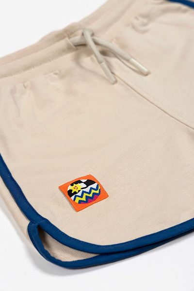 BEETLEBEEZ Retro Kids Blue Piping Short Shorts - Beige Beige Corded