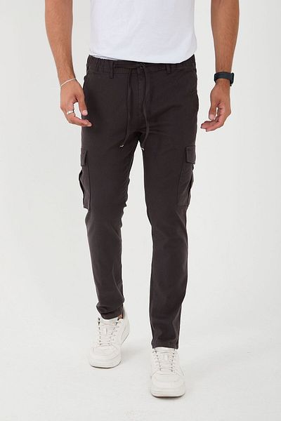 BROCARD Men's Anthracite Cargo Pants - Comfortable, Elastic Waist