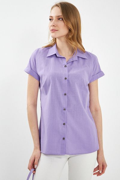 armonika Cămașă de in liliac cu mânecă scurtă ARM-24Y001038