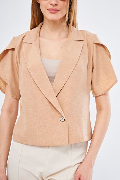 armonika Women's Minkkosiokto Jacket Sleeve Slit Detailed Crop Short Sleeve ARM-24Y001048