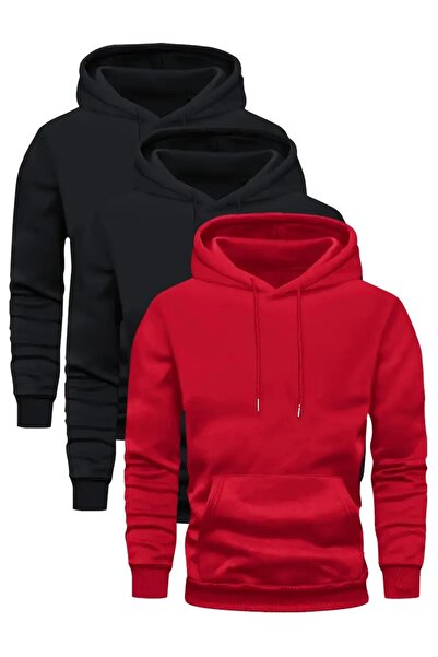 EYAX MODA 3'LÜ ERKEK KAPÜŞONLU SWEATSHIRT