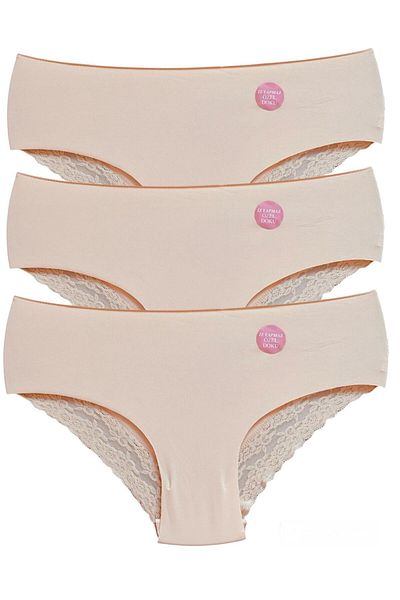 Miss Blue Moon Laser Cut Lace Seamless Panties 3-Piece - 3166
