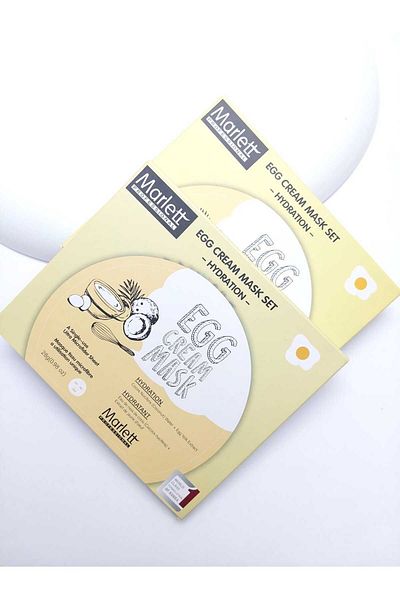 SEVRU Face Mask 2 Pack Moisturizing and Brightening Egg Essence Paper Mask and 2 Egg Cream Masks