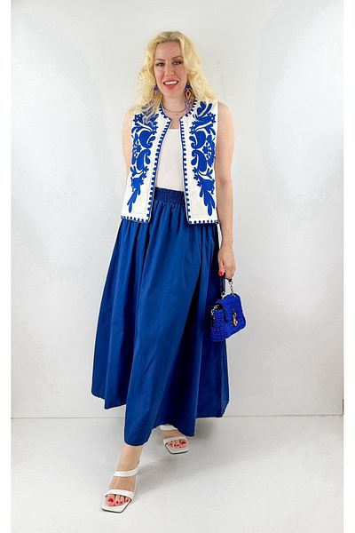 Modaonna Design Blue Embroidered Vest