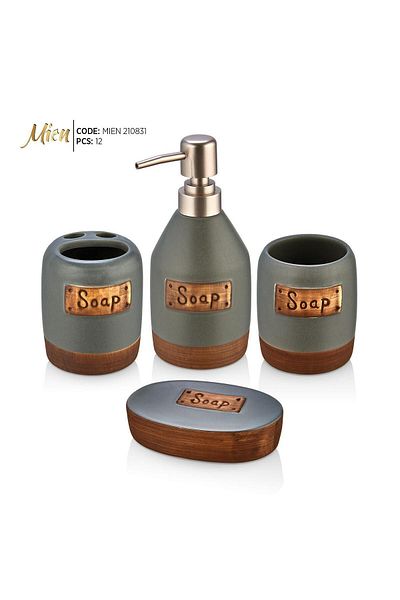MİEN Mien 4 Piece Soap Liquid Soap Dispenser Bathroom Set