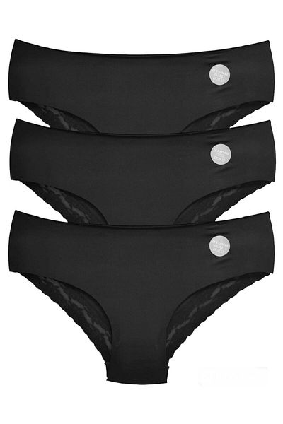 Miss Blue Moon Laser Cut Lace Seamless Panties 3-Piece - 3166