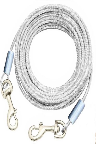 LİDERSAN ÇELİK مم 5 أمتار + 2 حلقة تسلق لولبية لحديقة الكلاب، حبل ربط لون شفا...