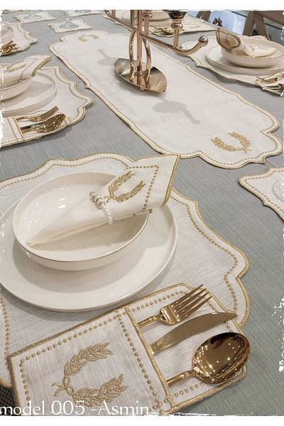 HİFA Set de lenjerie de serviciu american pentru 6 persoane (25 bucăți) (model asmin)