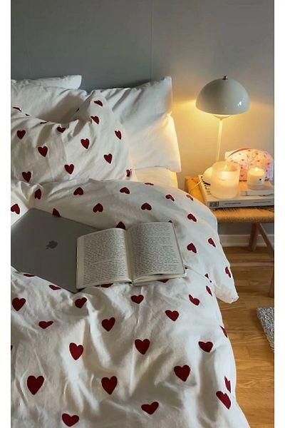 ce cottonevs Red Single Heart Duvet Cover Set - Without Bars