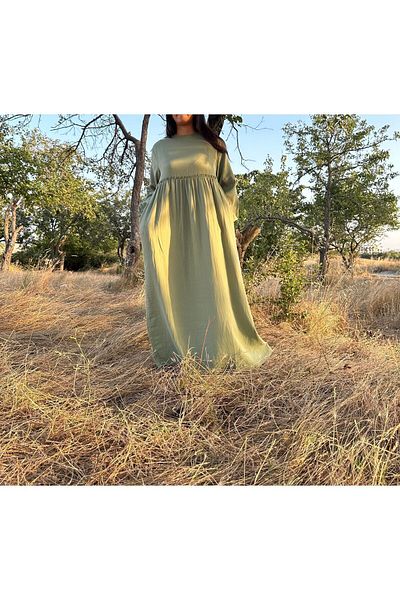 EMZEYN Cotton Texture Island Muslin Dress