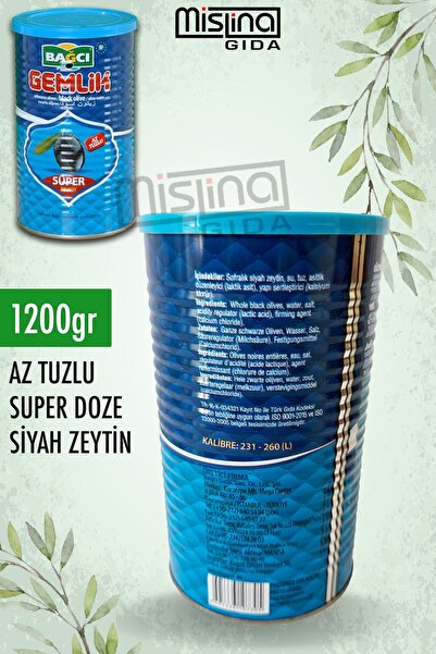 Bağcı Az Tuzlu İri (Doze) Siyah Zeytin 800 gram