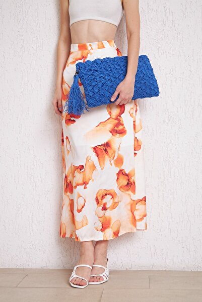 ANJEA Louvre El Örgü Şık Püskül Detay Günlük Ve Plaj Çantası