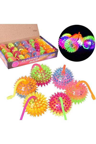 KuantumHome Dikenli Silikon Köpek & Kedi Topu Eğlenceli Parlayan Işıklı Eğlenceli At Getir Topu