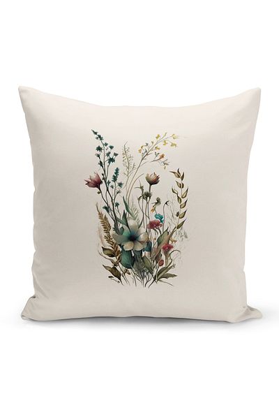 Bertille Home Flower/Vintage Series Double Sided Digital Printed 4-Piece Throw Pillow Case Set (Cushion Cover Set)