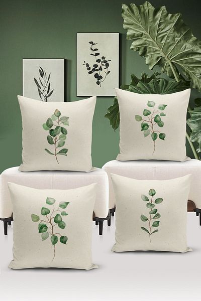 Bertille Home Σετ ριχτάρι μαξιλαριού 4 τεμαχίων με ψηφιακή εκτύπωση διπλής όψης σειράς Flower/Vintage (Σετ κάλυμμα μαξιλαριού)