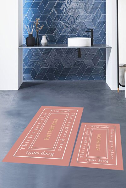 EY HOME με τύπωμα Σετ καλύμματος τουαλέτας με χαλάκι μπάνιου με αντιολισθητικ...