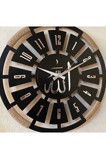 Modanas Tasarım 50x50 Ahşap Halatlı  Dekoratif  Saat Hediyelik