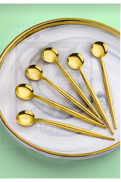 EMİNMUTFAK Long 18.10 Model Set of 6 Tea and Nescafe Spoons