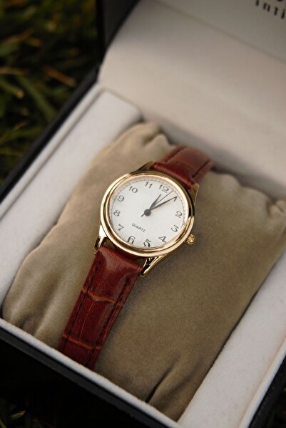 QUARTZ Marka Vintage Deri Kordon Yuvarlak Kasa Minimal Kol Saati