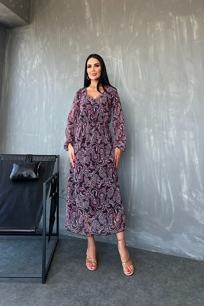kamacibutik Rochie lungă din șifon căptușită cu decolteu în V cu imprimeu etnic