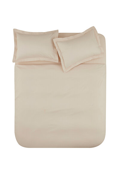 Karaca Home Vessa 120 Thread 100% Cotton Satin Double Duvet Cover Set Striped Beige