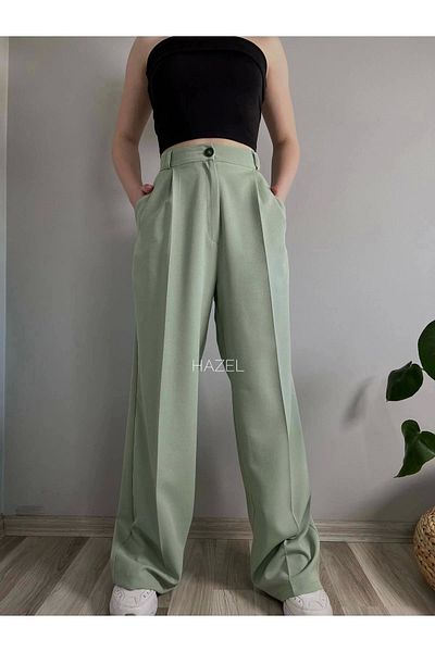 polle Green High Waist Women's Palazzo Trousers