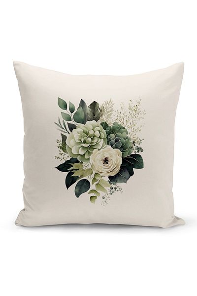 Bertille Home Flower/Vintage Series Double Sided Digital Printed 4-Piece Throw Pillow Case Set (Cushion Cover Set)